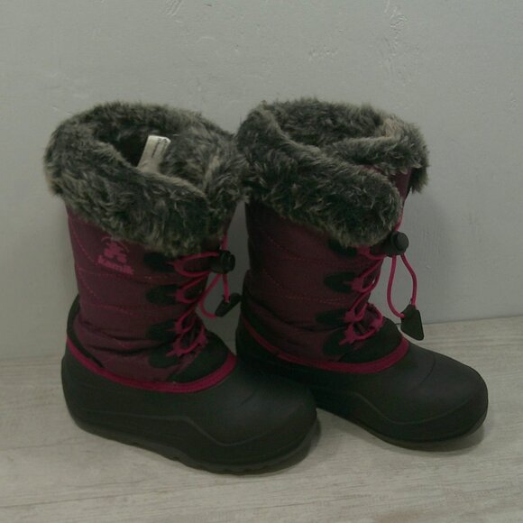 Kamik Other - Kamik Waterproof Black Magenta Pink Faux Fur Top Lined Winter Snow Boots Size 1